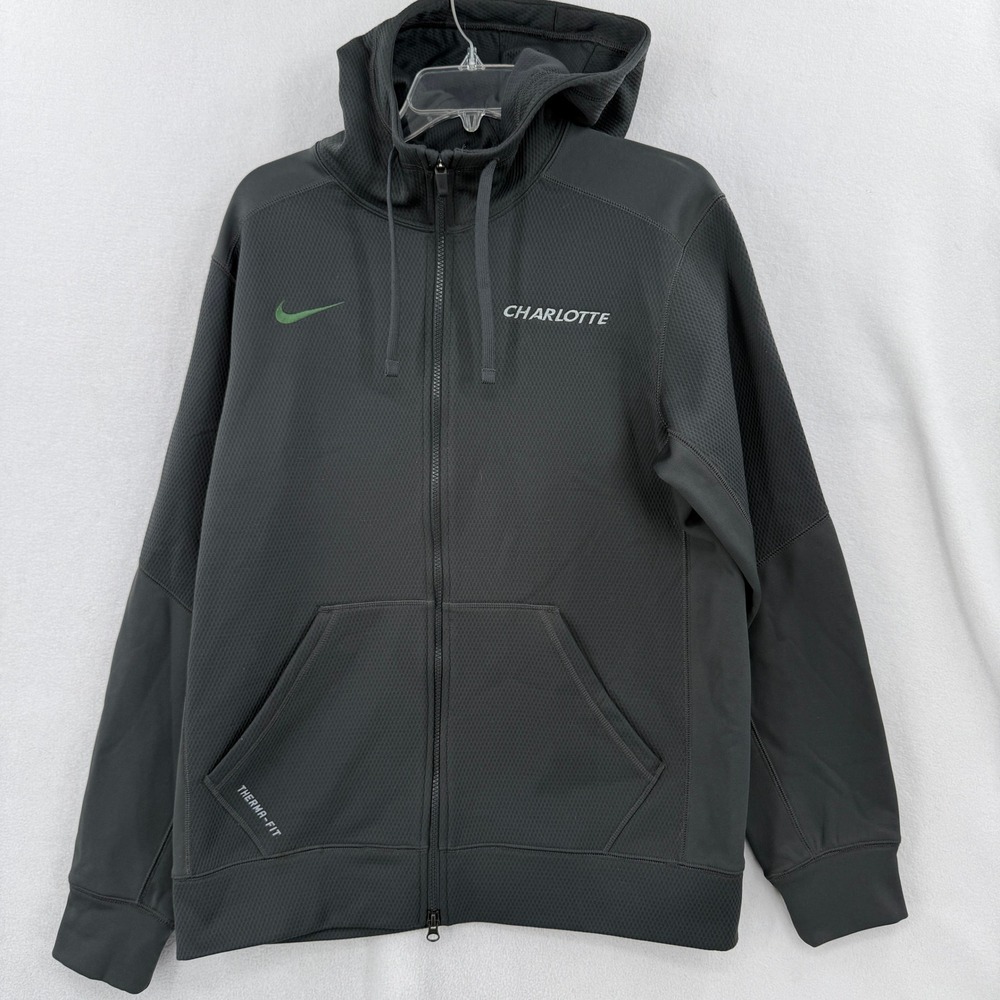 Nike UNC Charlotte 49ers Hoodie Mens Size Medium Gray Therma-FIT Full Zip Jacket